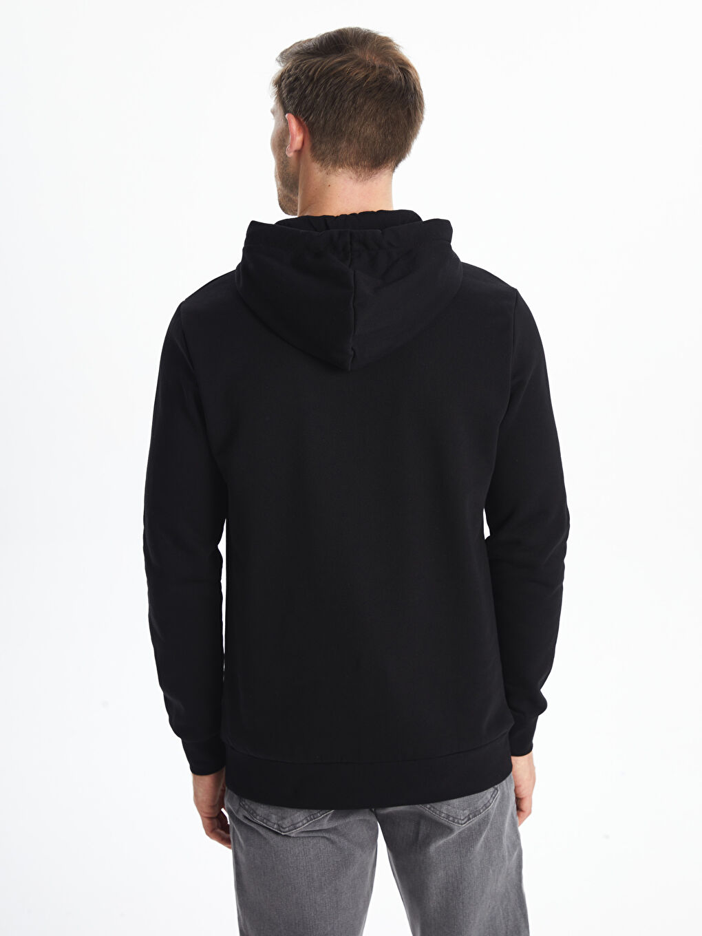 LCWAIKIKI Classic Yeni Siyah Uzun Kollu Baskılı Erkek Hoodie - 3