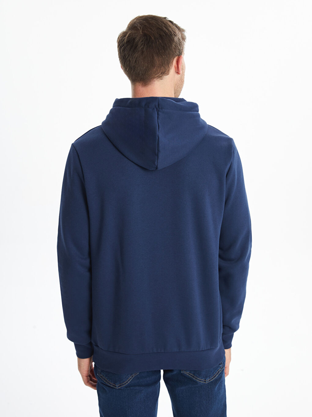 LCWAIKIKI Classic İndigo Uzun Kollu Baskılı Erkek Hoodie - 3