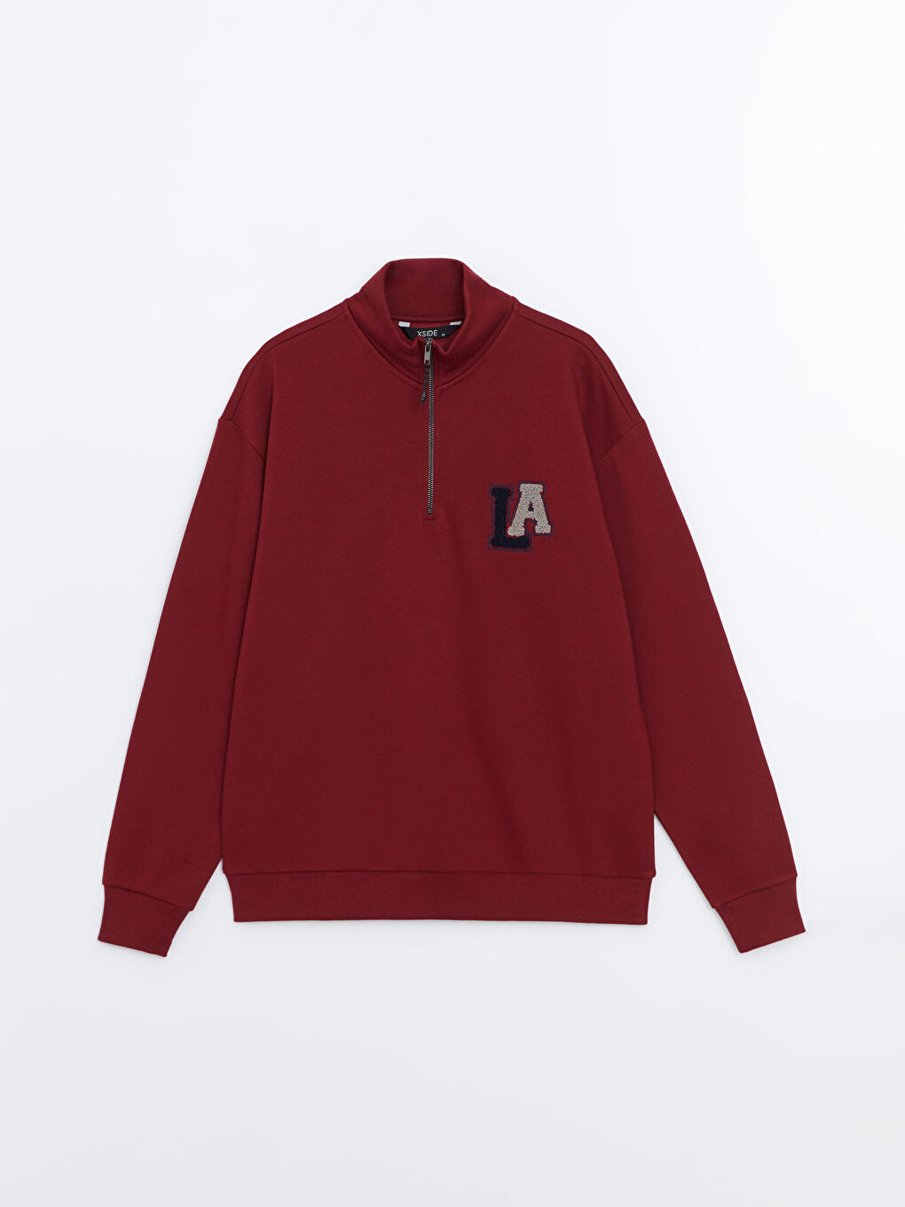 XSIDE Bordo Dik Yaka Uzun Kollu Nakışlı Erkek Sweatshirt - 4