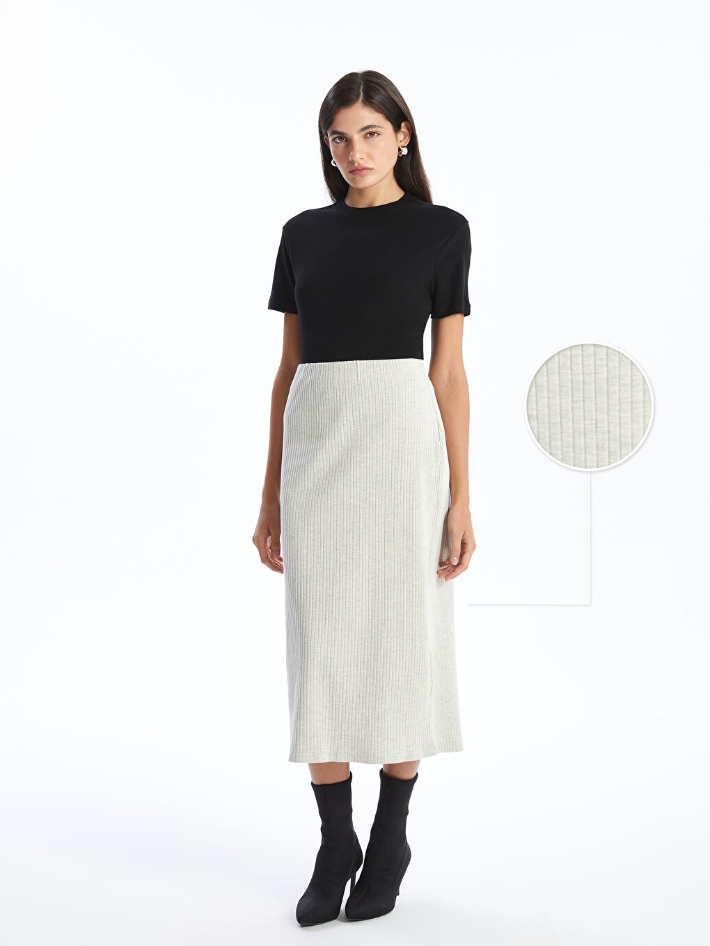 Slim Fit Ribbed Women's Skirt -W4EC09Z8-YJ3