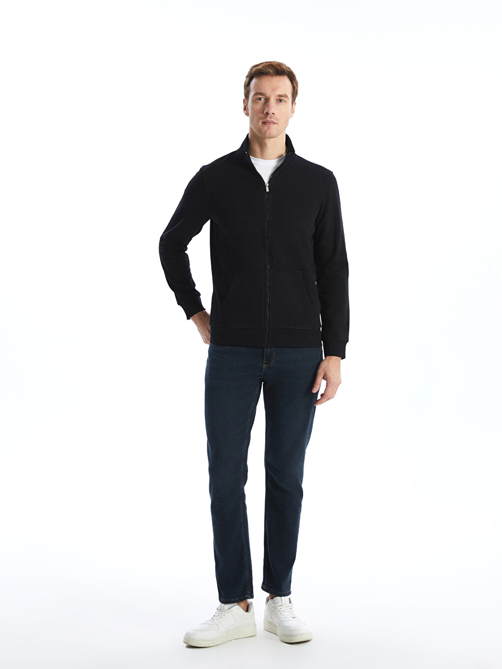 LCWAIKIKI Classic Sweat-shirt zippé à manches longues pour Hommes avec col cheminée -W4EC44Z8-CVL
