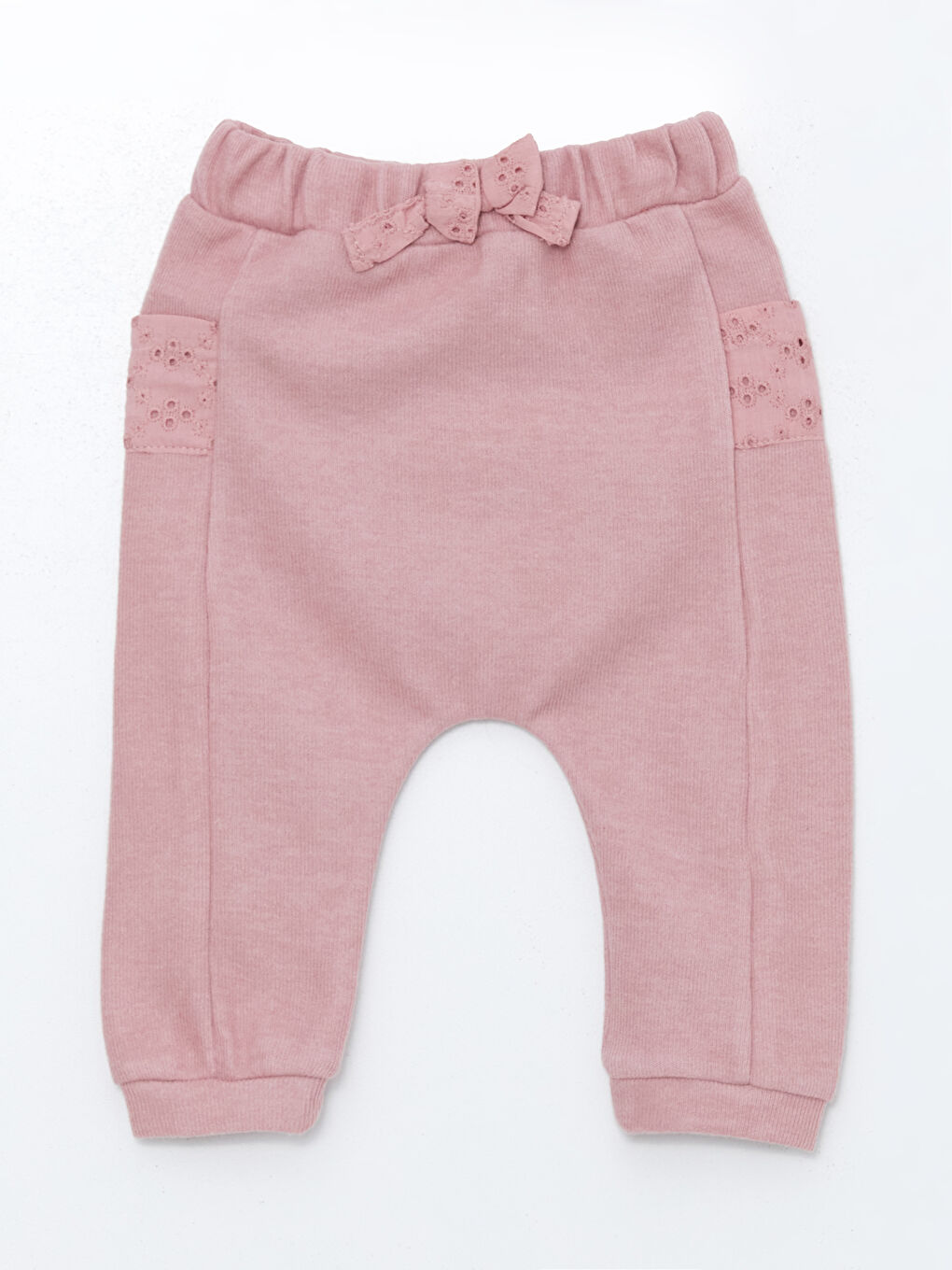 LCW baby Pembe Beli Lastikli Basic Kız Bebek Pantolon