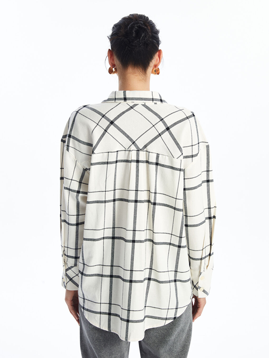 Plaid Oversize Women's Flannel Shirt-3