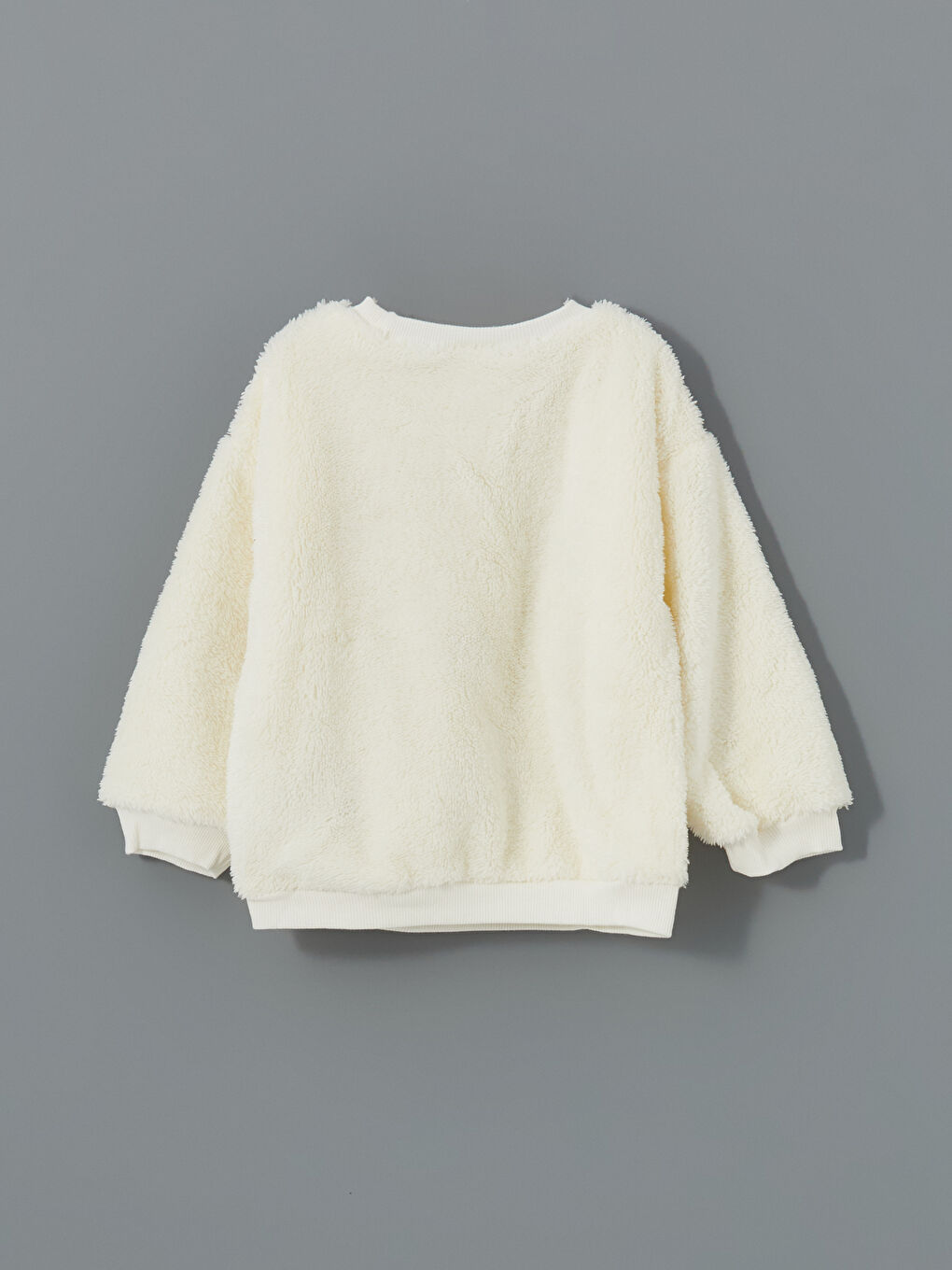 Bej Bisiklet Yaka Çiçekli Kız Çocuk Sweatshirt-1