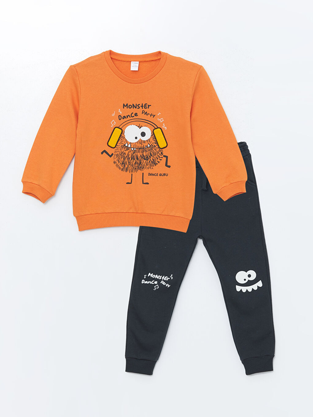 LCW Kids Turuncu Bisiklet Yaka Uzun Kollu Erkek Bebek Sweatshirt ve Eşofman Alt 2'li Takım