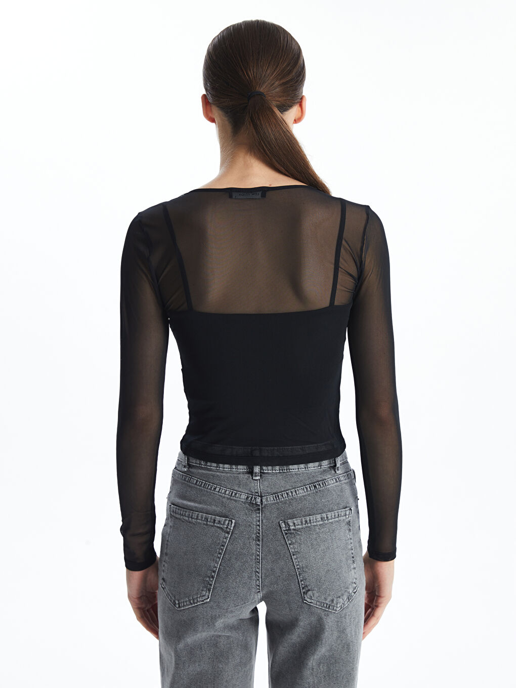 LCW Vision Crew Neck Rhinestone Embellished Women's Blouse -W4EC93Z8-CVL