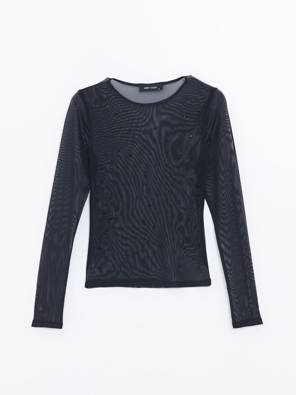 LCW Vision Crew Neck Rhinestone Embellished Women's Blouse -W4EC93Z8-CVL