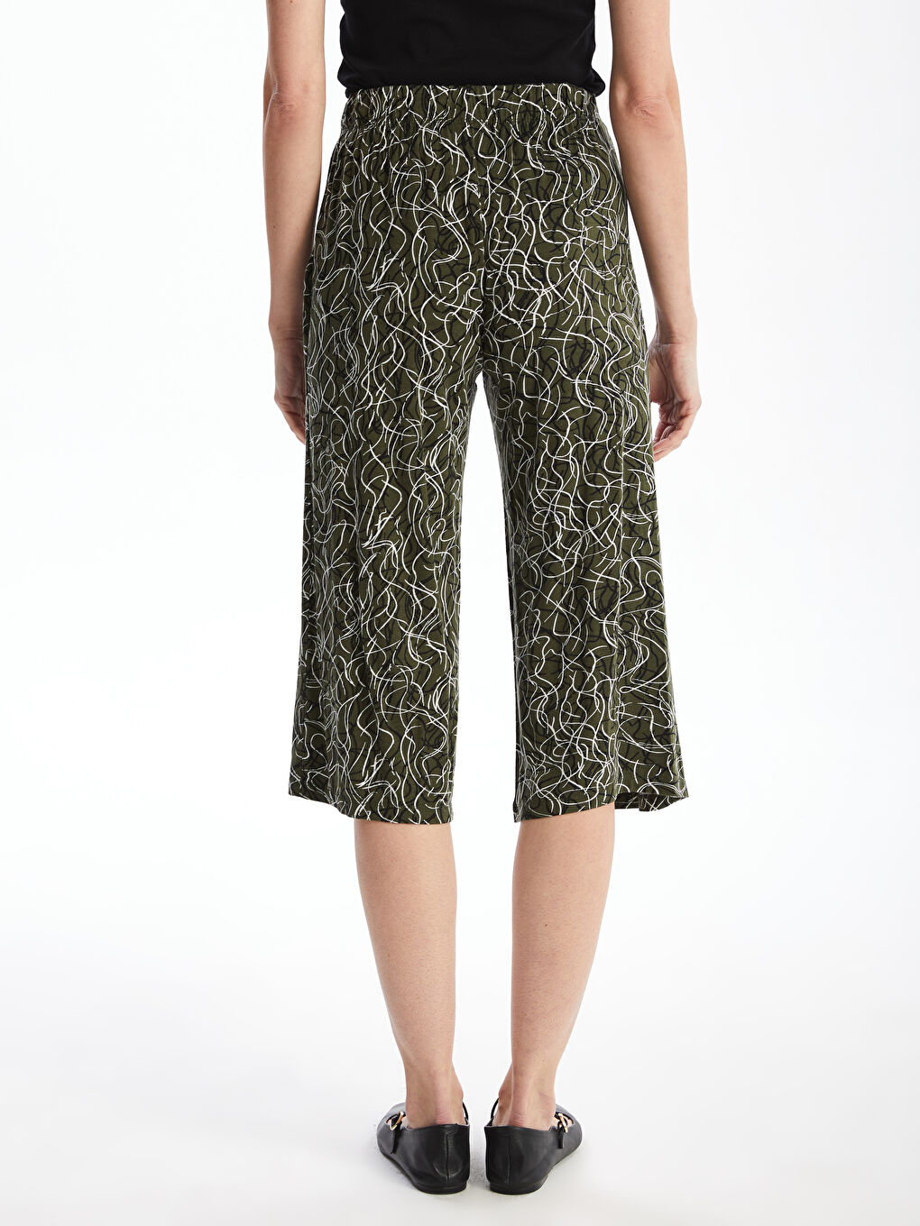 Patterned Women's Capri with Elastic Waist -W4ED47Z8-LS6