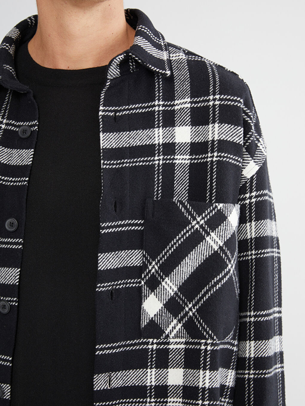 Relaxed Fit Long Sleeve Plaid Men's Lumberjack Shirt Jacket-6