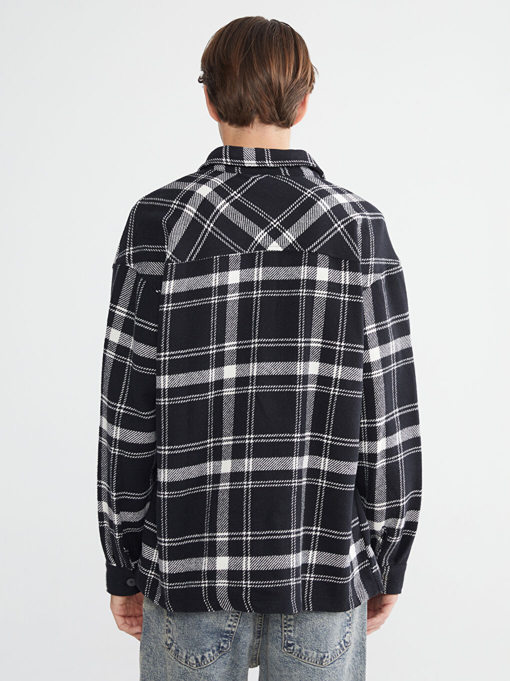 Relaxed Fit Long Sleeve Plaid Men's Lumberjack Shirt Jacket-9