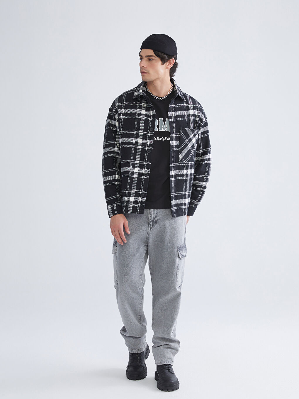 Relaxed Fit Long Sleeve Plaid Men's Lumberjack Shirt Jacket-2