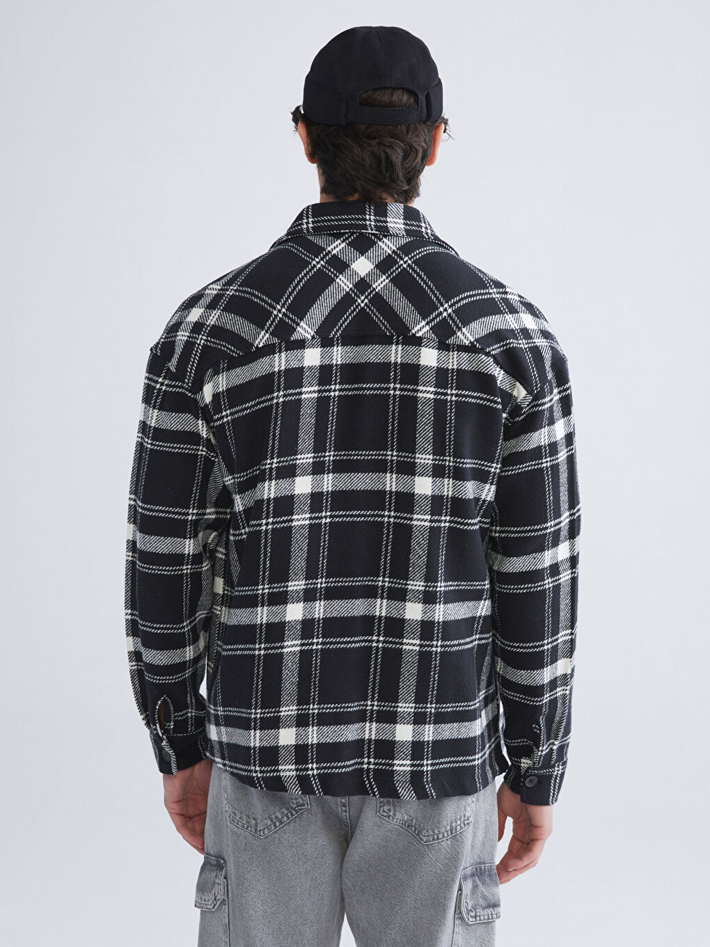 Relaxed Fit Long Sleeve Plaid Men's Lumberjack Shirt Jacket-6