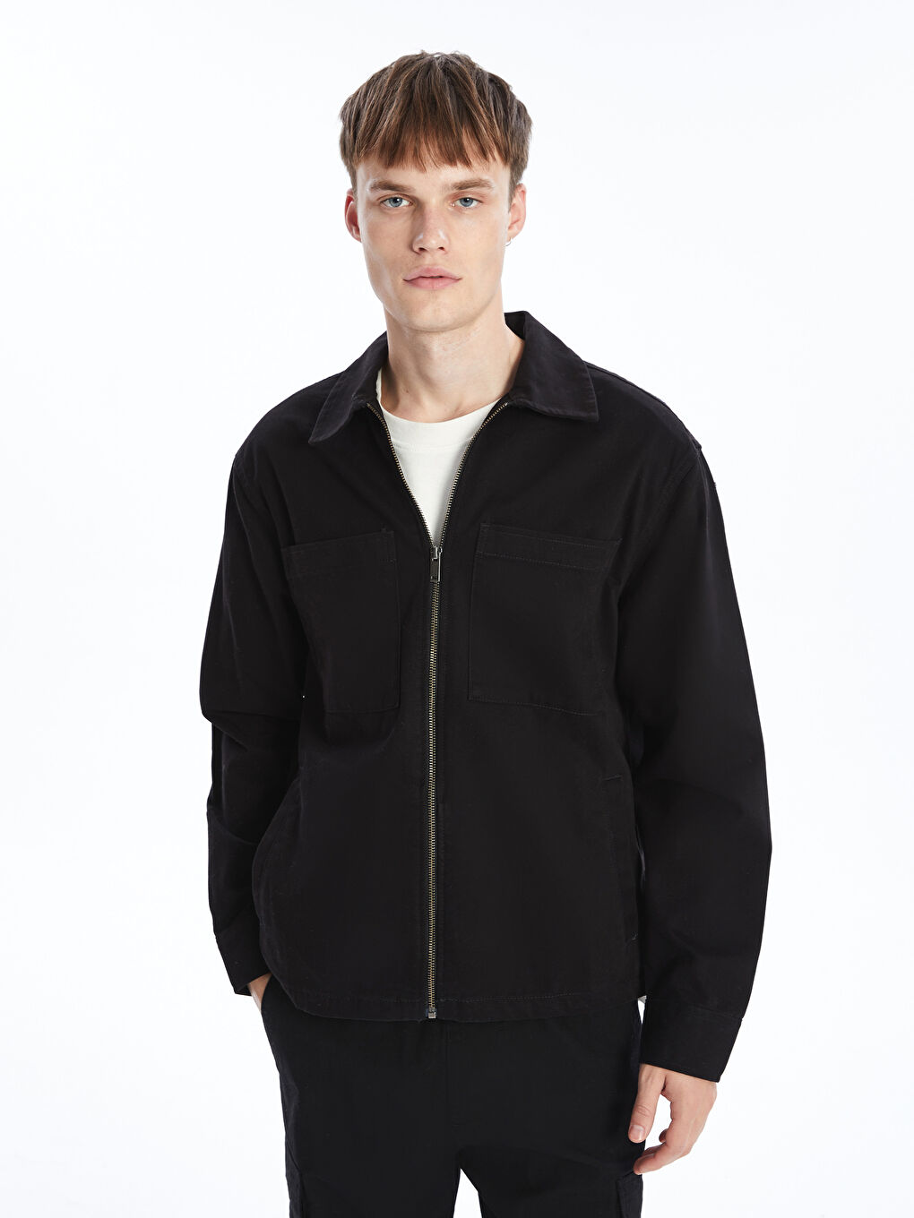 Relaxed Fit Jacket Neck Men's Coat -W4EE06Z8-RQL