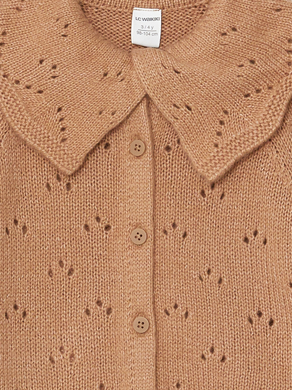 LCW Kids Peter Pan Collar Girl's Knitted Cardigan -W4EE07Z1-YJ6