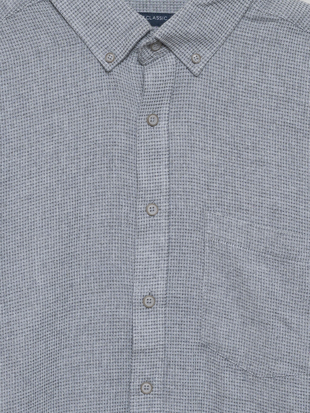 LCWAIKIKI Classic Regular Fit Long Sleeve Dobby Fabric Men's Shirt -W4EE40Z8-QKF