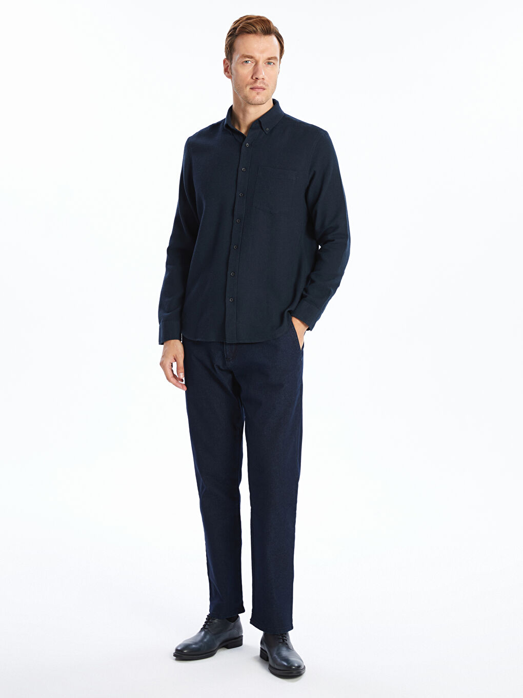 LCWAIKIKI Classic Regular Fit Long Sleeve Dobby Fabric Men's Shirt -W4EE40Z8-UDC