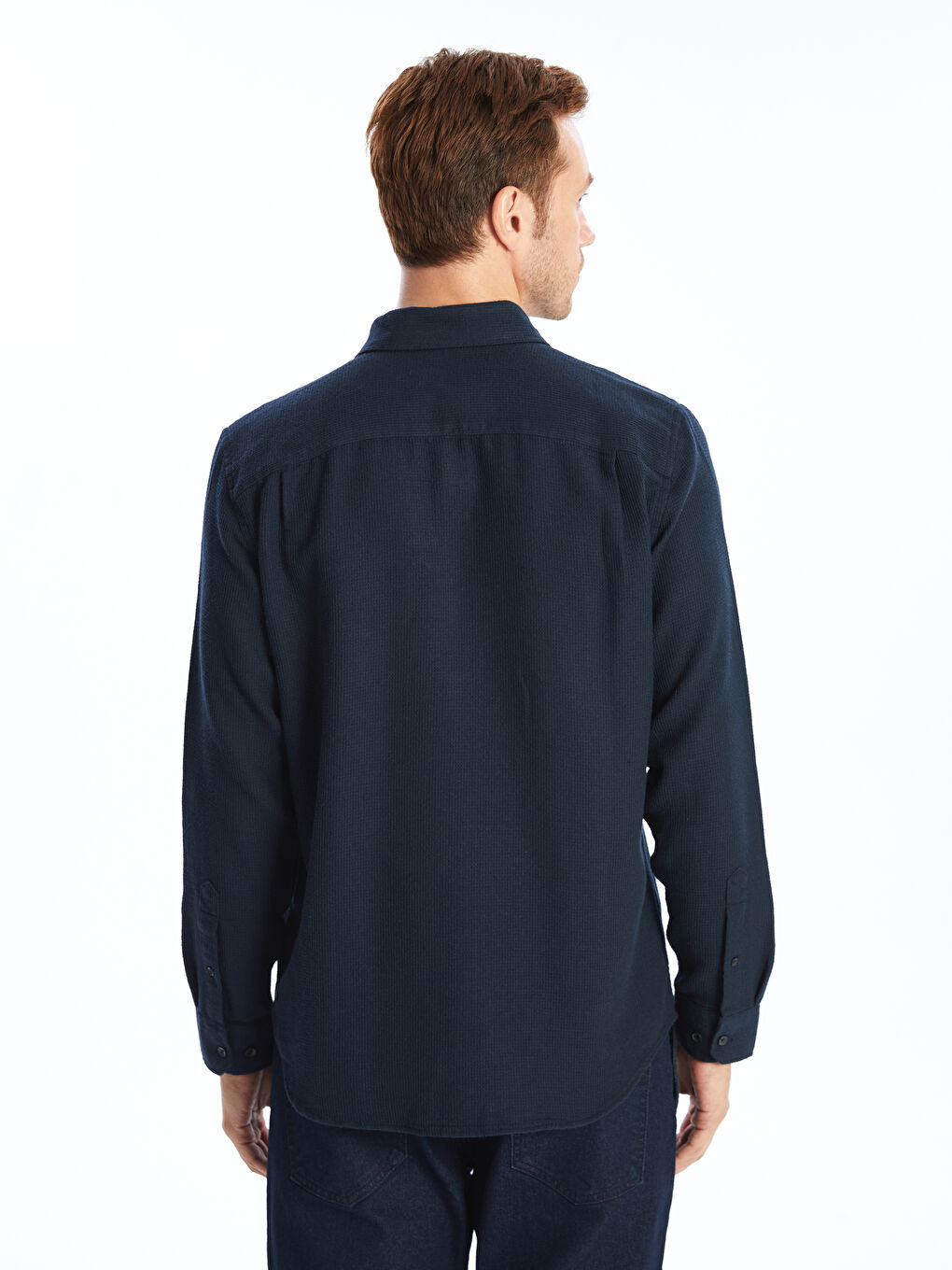 LCWAIKIKI Classic Regular Fit Long Sleeve Dobby Fabric Men's Shirt -W4EE40Z8-UDC