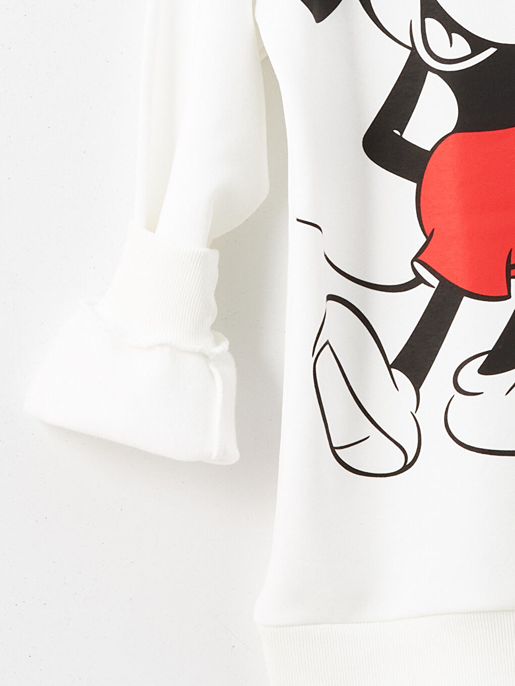 XSIDE Ekru Bisiklet Yaka Mickey ve Minnie Mouse Baskılı Oversize Kadın Kalın Sweatshirt - 6