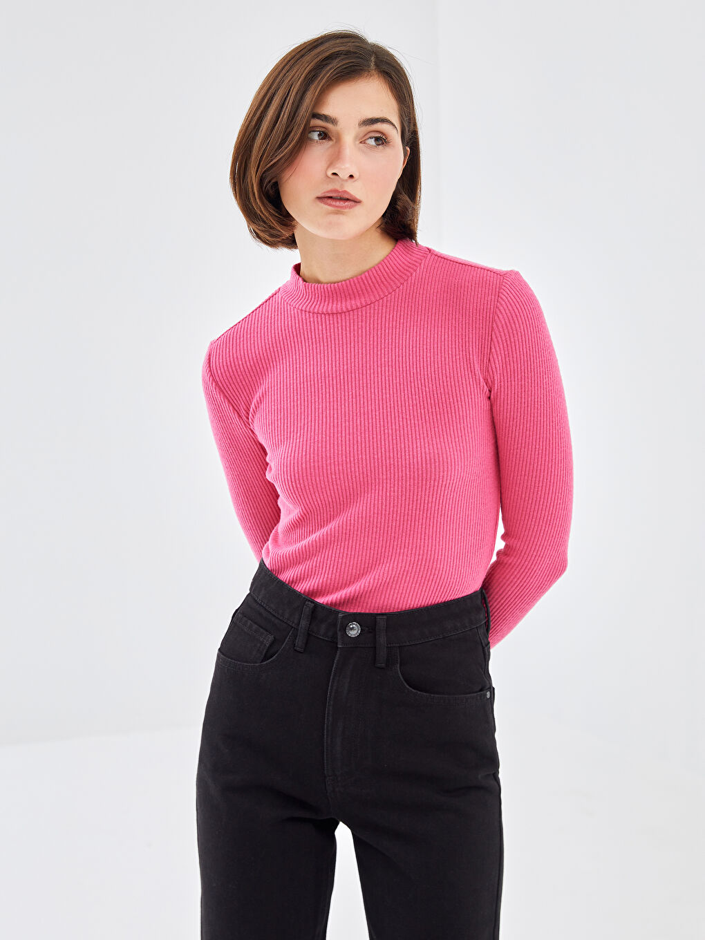 LCW Vision Funnel Neck Textured Women's Body -W4EE56Z8-GTL