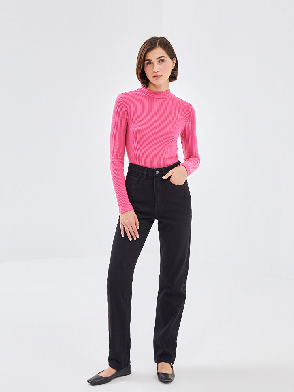 LCW Vision Funnel Neck Textured Women's Body -W4EE56Z8-GTL
