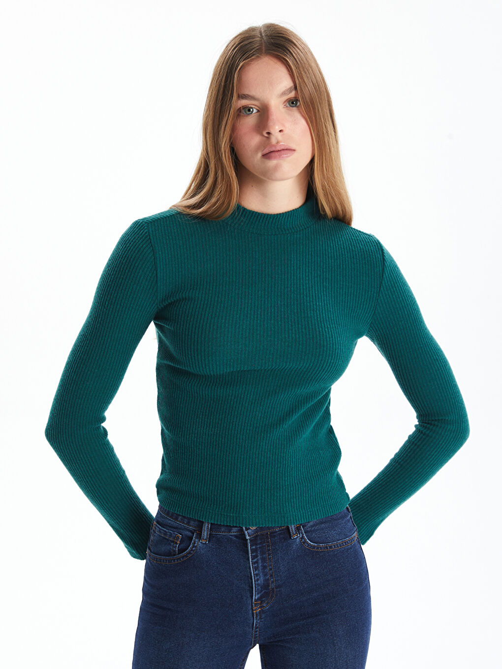 LCW Vision Funnel Neck Textured Women's Body -W4EE56Z8-HBU