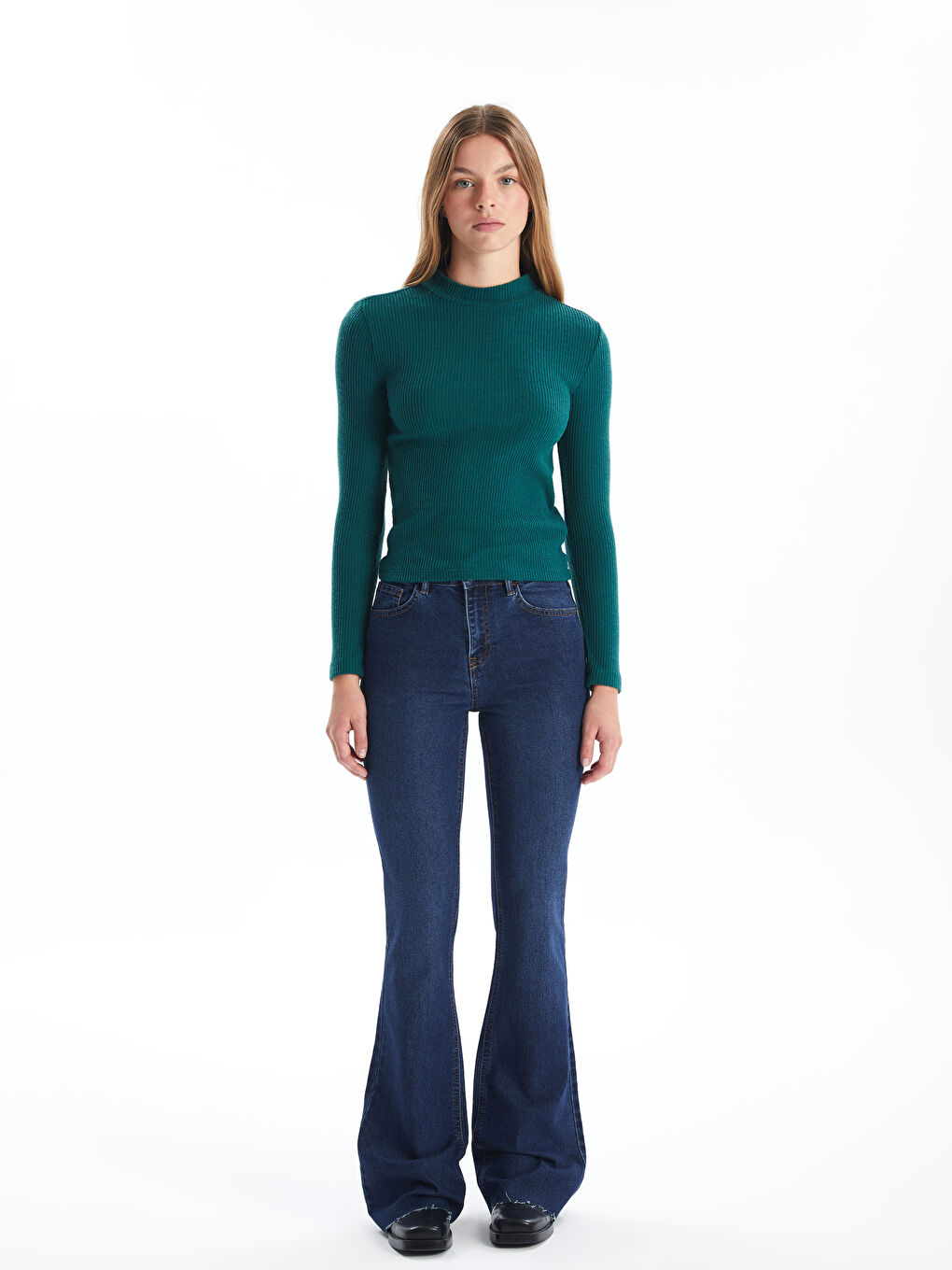 LCW Vision Funnel Neck Textured Women's Body -W4EE56Z8-HBU