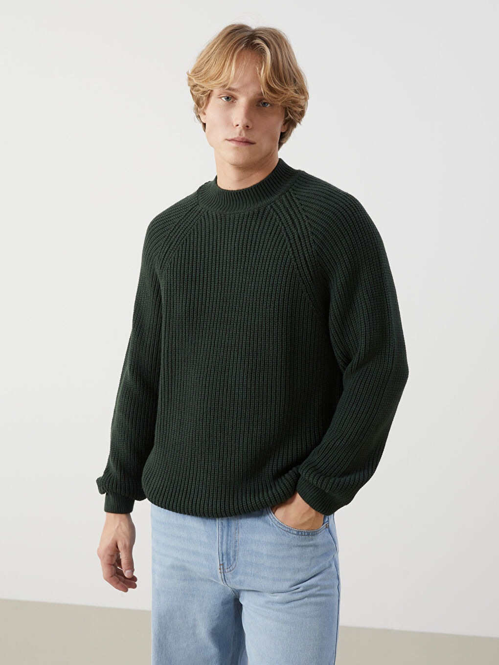 Half Turtleneck Long Sleeve Men's Tricot Sweater -W4EF17Z8-YFB