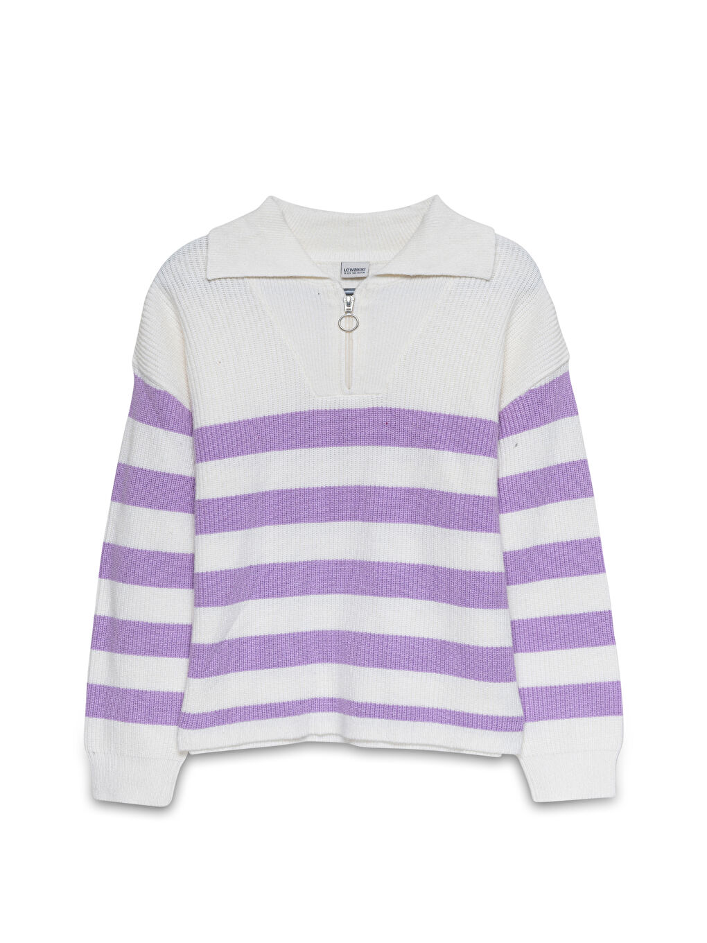 LC Waikiki Polo Collar Striped Long Sleeve Girl's Knitted Sweater -W4EF39Z4-FDW