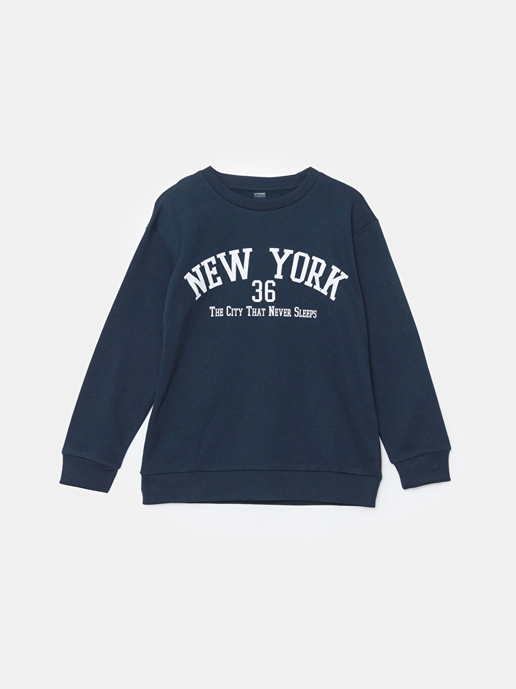 Lacivert Bisiklet Yaka New York Baskılı Erkek Çocuk Sweatshirt