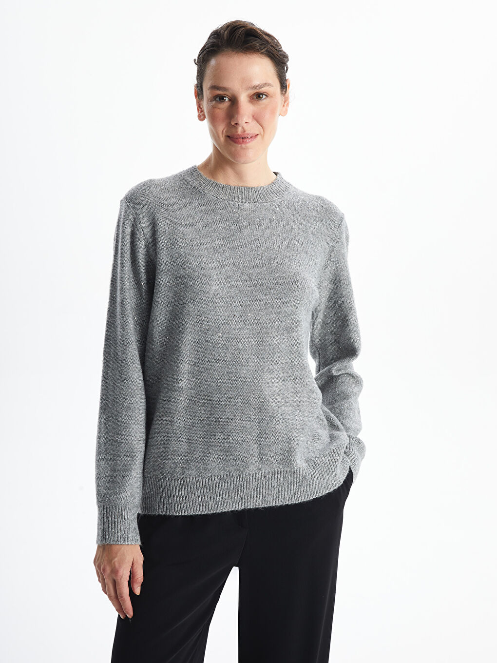 LCWAIKIKI Basic Pulover Tricotat pentru Femei, cu Guler Rotund -W4EF63Z8-DD0