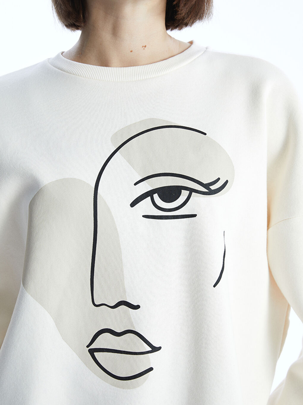 LCW Vision Crew Neck Printed Oversize Women's Thick Sweatshirt -W4EF65Z8-RQH