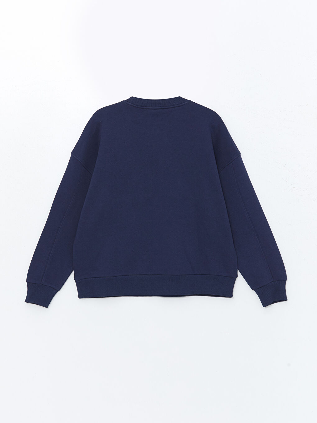 LCW Vision Lacivert Bisiklet Yaka Baskılı Oversize Kadın Kalın Sweatshirt - 5