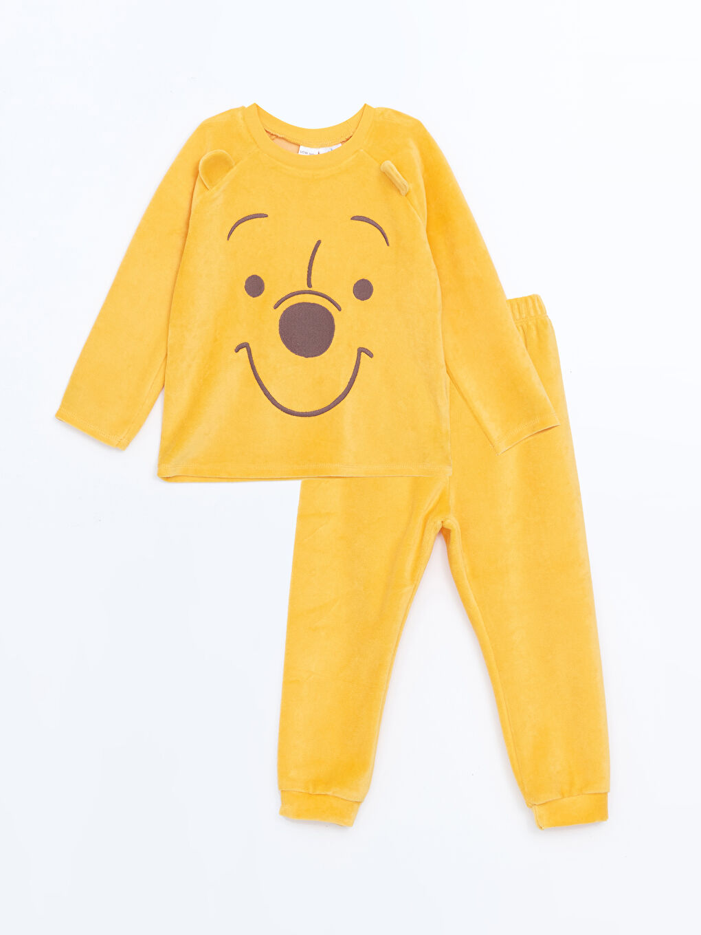 LCW baby Açık Turuncu Bisiklet Yaka Uzun Kollu Winnie the Pooh Baskılı Erkek Bebek Pijama Takımı