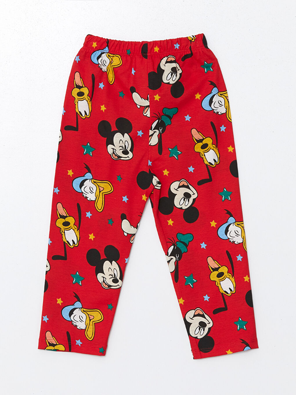 Kırmızı Beli Lastikli Mickey Mouse Baskılı Erkek Bebek Pijama Alt-1