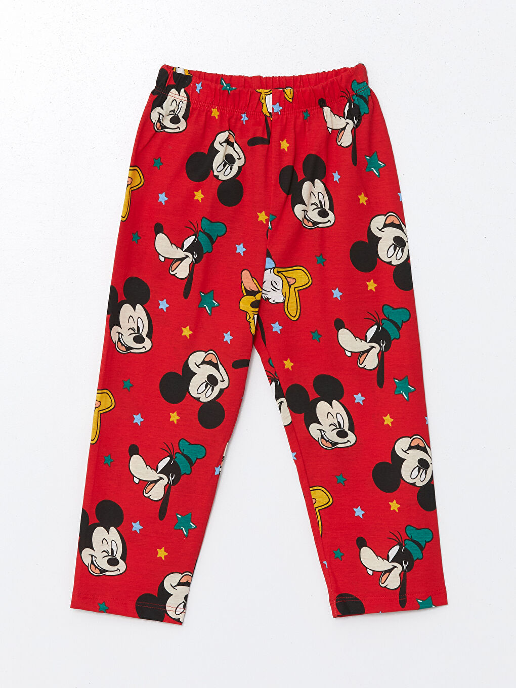 LCW baby Kırmızı Baskılı Polo Yaka Uzun Kollu Mickey Mouse Baskılı Erkek Bebek Pijama Takımı - 3