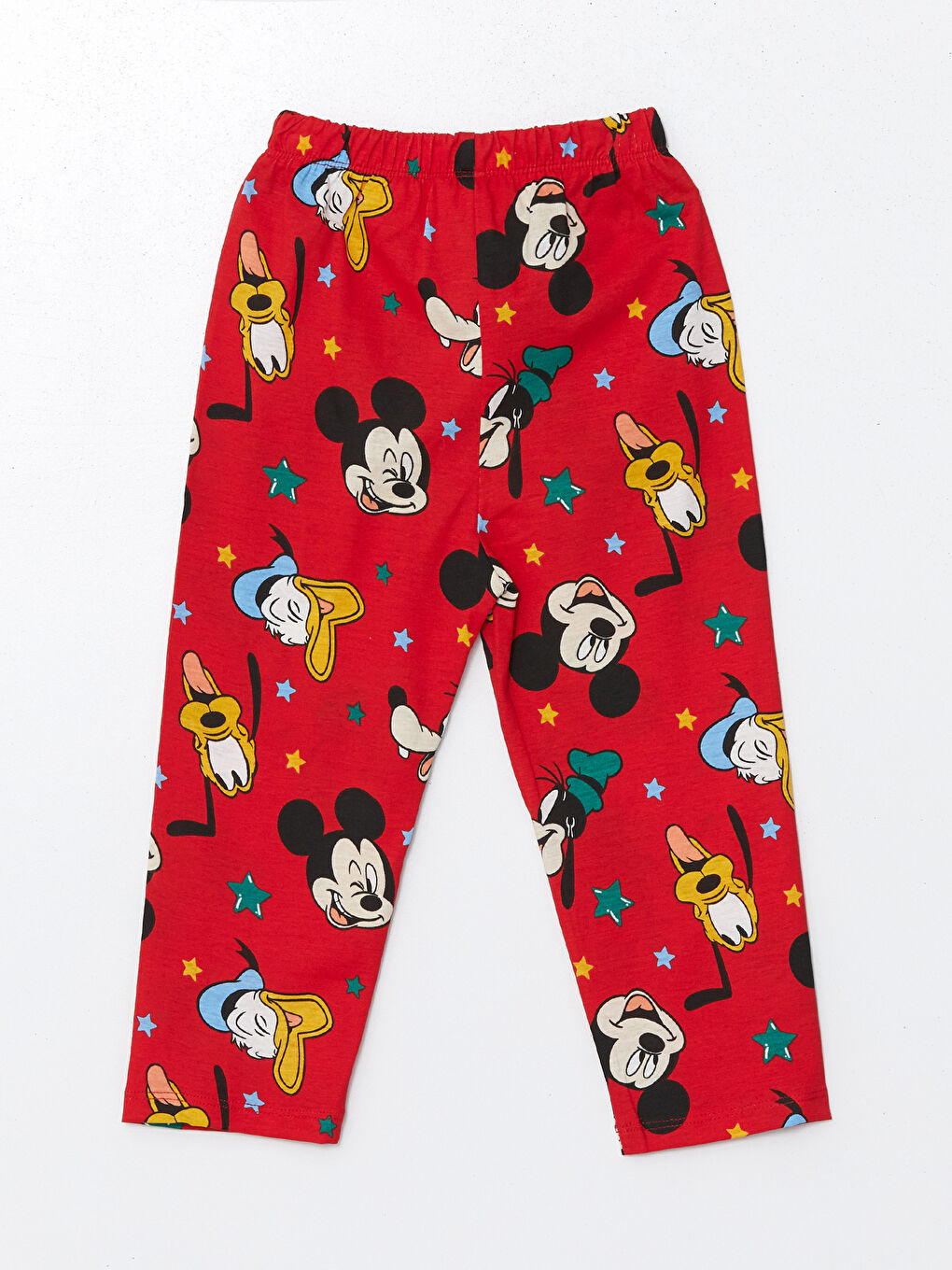 LCW baby Kırmızı Baskılı Polo Yaka Uzun Kollu Mickey Mouse Baskılı Erkek Bebek Pijama Takımı - 4