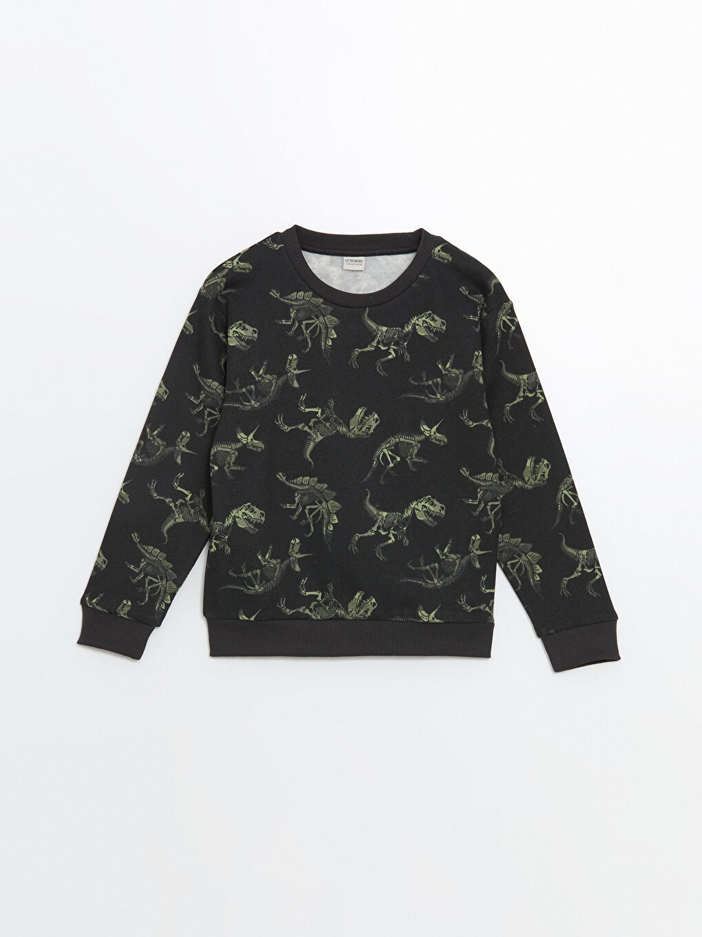 LCW Kids Siyah Baskılı Bisiklet Yaka Erkek Çocuk Kalın Sweatshirt