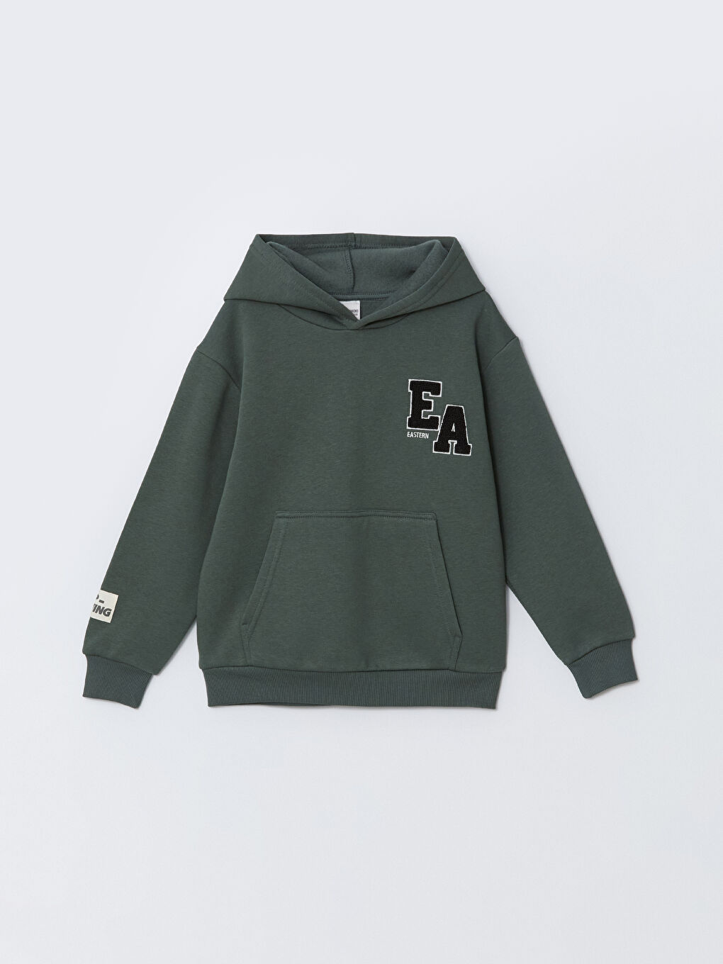 LCW Kids Yeşil Kapüşonlu Baskılı Kalın Erkek Çocuk Sweatshirt