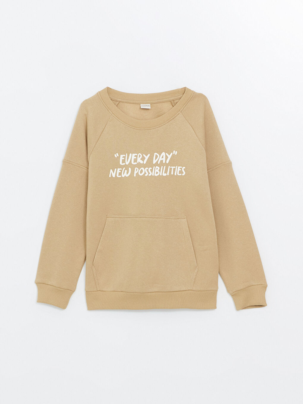 LCW Kids Haki Bisiklet Yaka Erkek Çocuk Kalın Sweatshirt