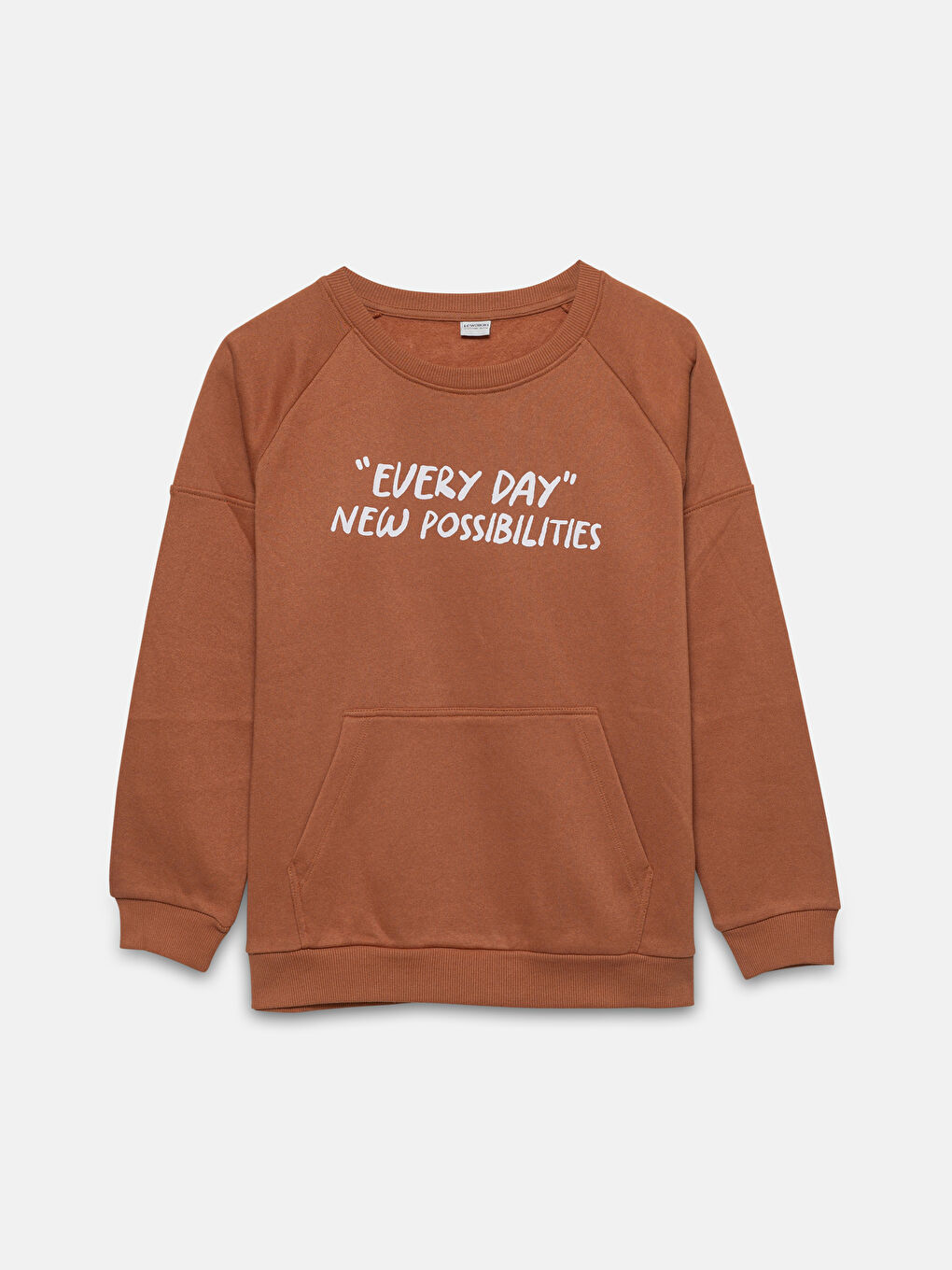 LCW Kids Kahverengi Bisiklet Yaka Erkek Çocuk Kalın Sweatshirt