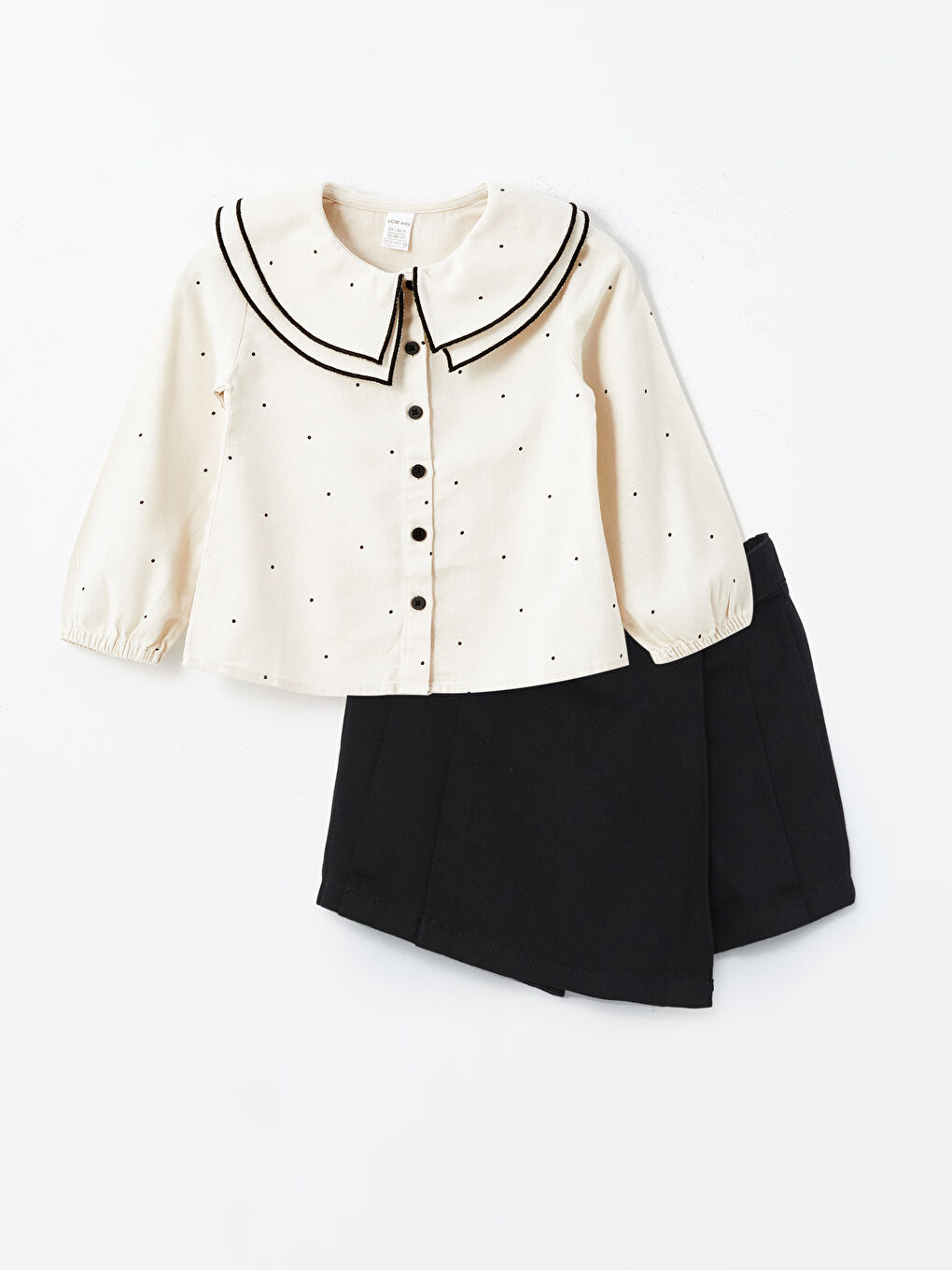 LC Waikiki Peter Pan Collar Long Sleeve Baby Girls' Shirt and Skort 2 Pack Set -W4EG26Z1-LRA