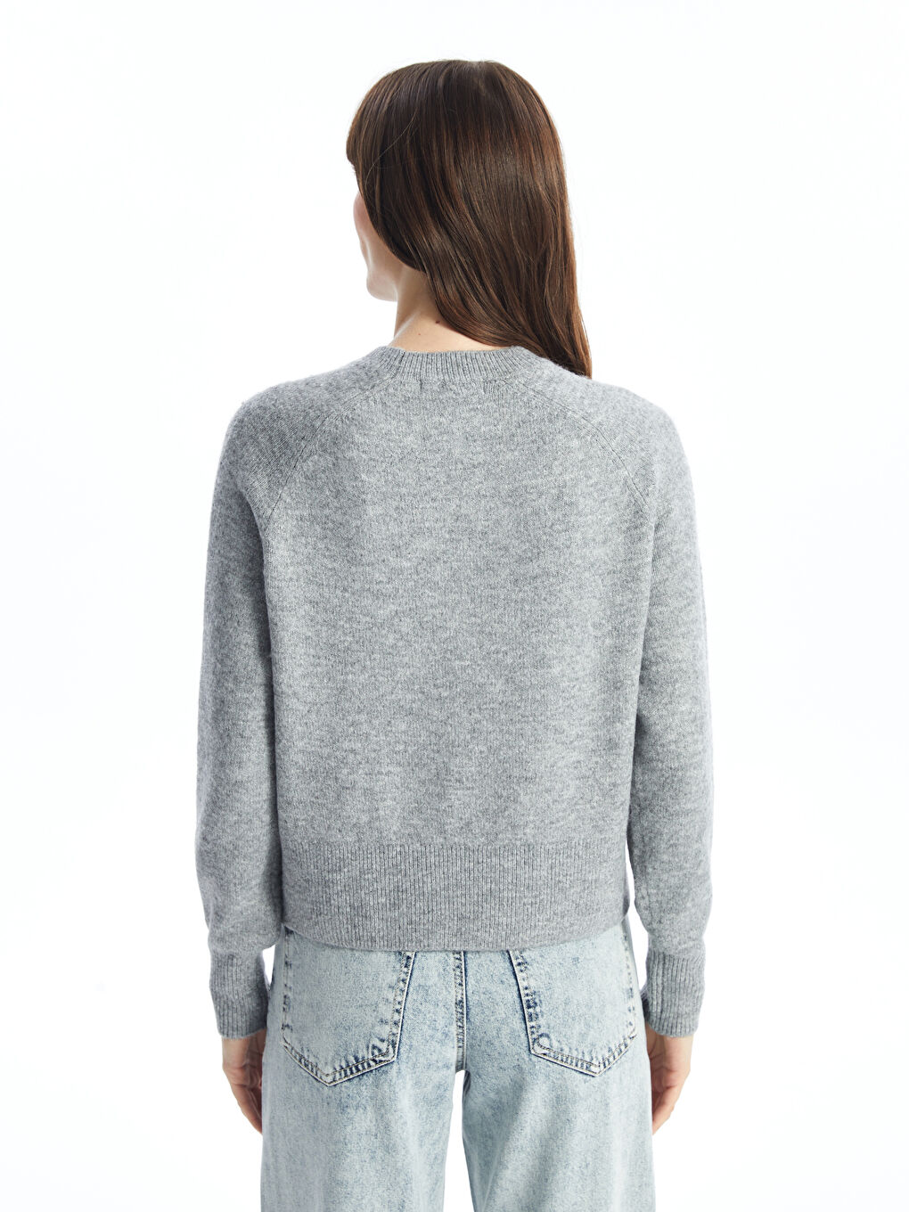 Crew Neck Rhinestone Embellished Women's Knitwear Sweater-3