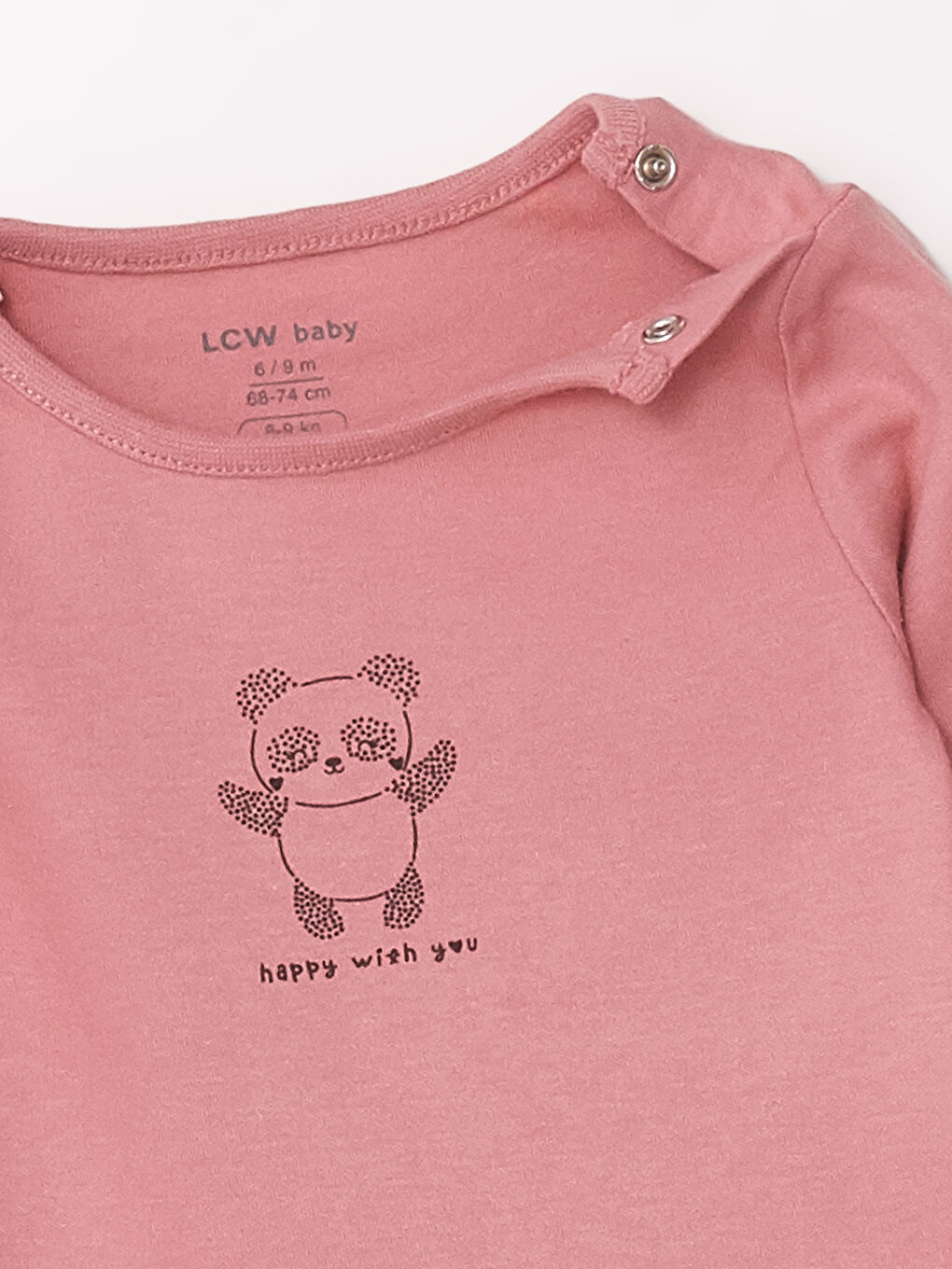 LCW baby Pembe Bisiklet Yaka Kız Bebek Çıtçıtlı Body 2'li - 1