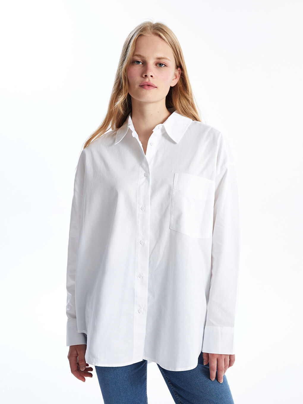 LCW Vision Oversize Oxford Women's Shirt -W4EH37Z8-Q6K