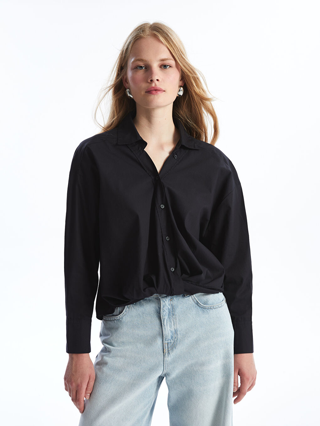 LCW Vision Collared Neck Oversize Women's Blouse -W4EH38Z8-CVL