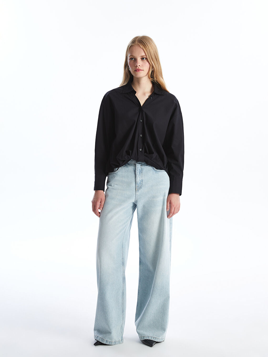 LCW Vision Collared Neck Oversize Women's Blouse -W4EH38Z8-CVL