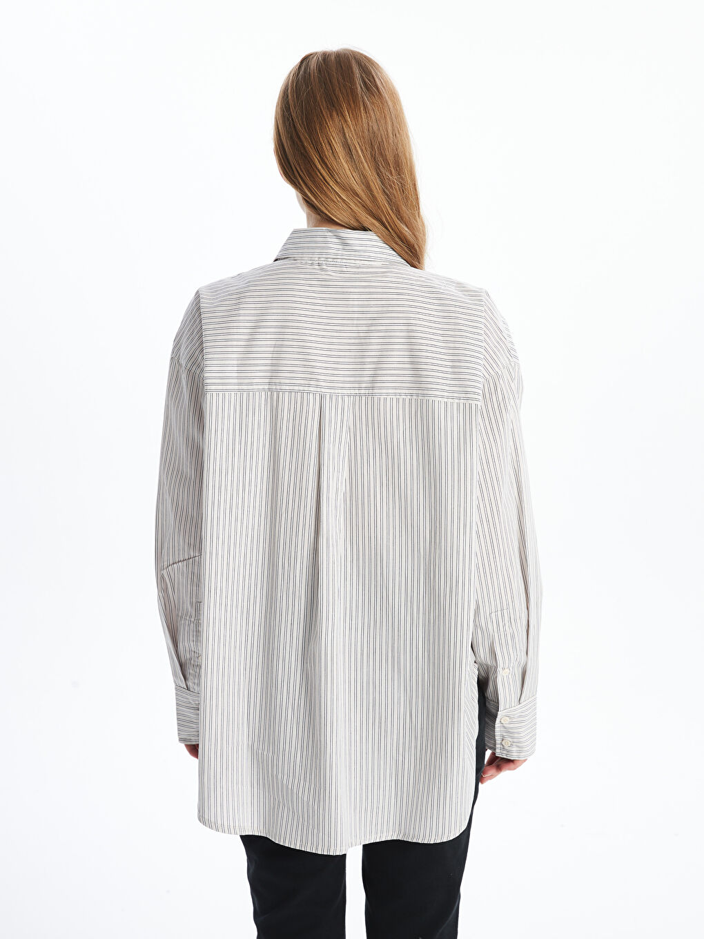 LC Waikiki Striped Oversize Women's Shirt -W4EH39Z8-LFY