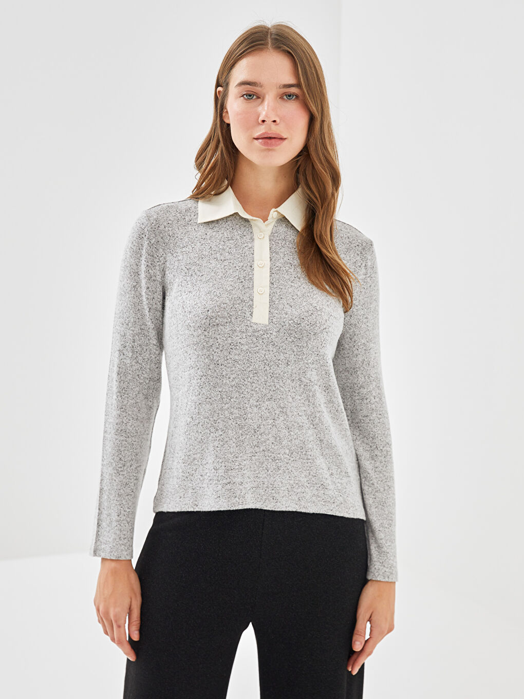 LCW Modest Polo Neck Women's T-Shirt -W4EH58Z8-JMD
