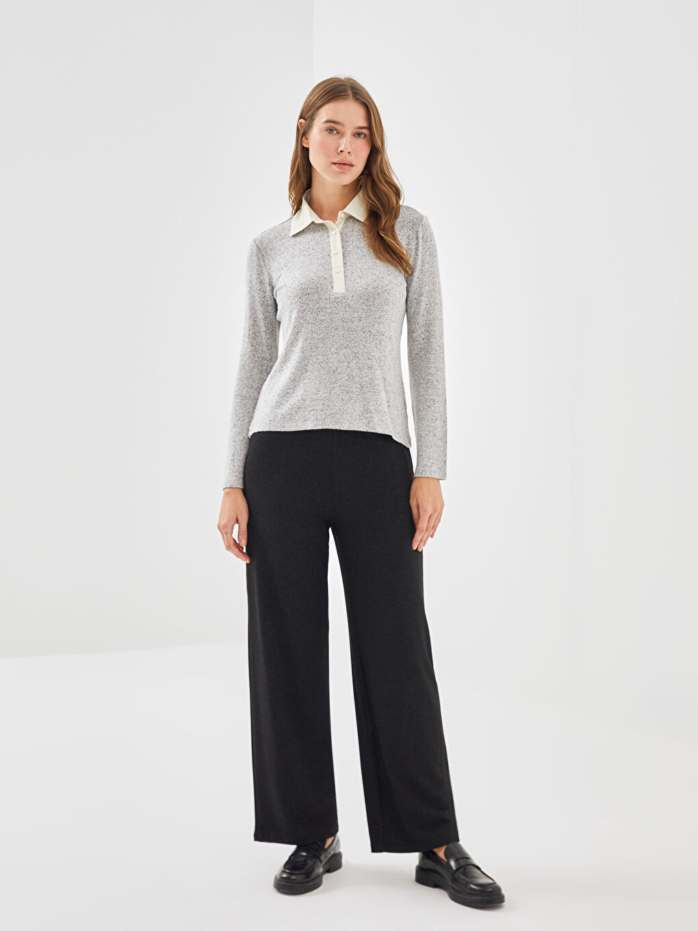 LCW Modest Polo Neck Women's T-Shirt -W4EH58Z8-JMD