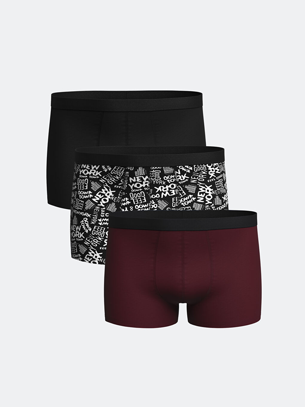 سراويل بوكسر قطن مطاطي بقصة عادية للرجال - ٣ قطع